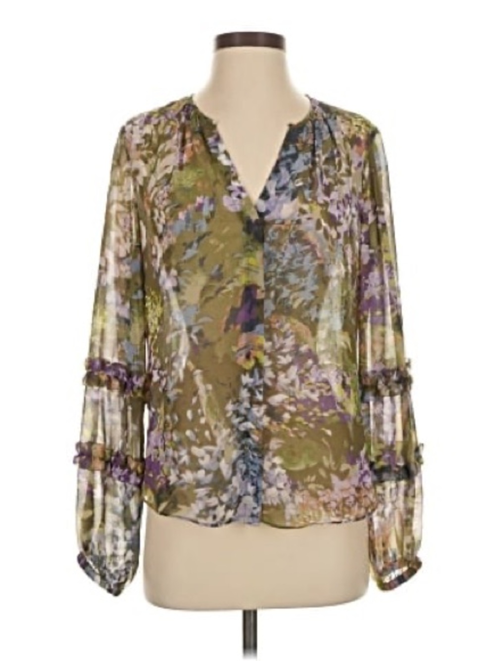 WHBM long sleeve sheer blouse